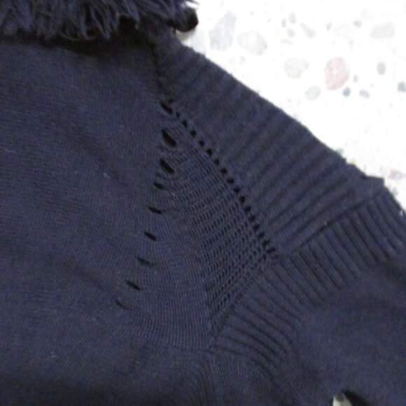 HIGH Womens S Navy Blue Wool Turtleneck Short Sweater Long Sleeve Lightweight - Picture 11 of 16